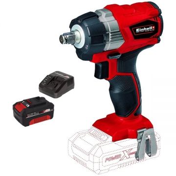 Einhell  TE-CW 18 Li PXC + Starter Kit - Masina de insurubat cu impact patrat 1/2 inch 215 Nm + Set 1 acumulator si incarcator Li-Ion 18 V 4 Ah