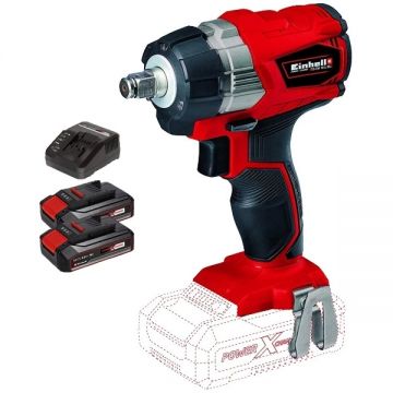 Einhell  TE-CW 18 Li PXC + Twinpack CB + 4514095 - Masina de insurubat cu impact patrat 1/2 inch 215 Nm + Set 2 acumulatori si incarcator Li-Ion 18 V 2.5 Ah