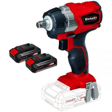 Einhell  TE-CW 18 Li PXC + Twinpack CB - Masina de insurubat cu impact patrat 1/2 inch 215 Nm + Set 2 acumulatori Li-Ion 18 V 2.5 Ah