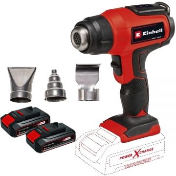 Einhell  TE-HA 18 Li PXC + Twinpack CB - Suflanta cu aer cald 550 grade C 200 l/min accesorii + Set 2 acumulatori Li-Ion 18 V 2.5 Ah