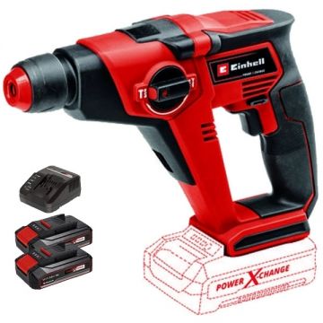 Einhell  TE-HD 18/12 Li PXC + Twinpack CB + 4514095 - Rotopercutor SDS-Plus 1.3 J + Set 2 acumulatori si incarcator Li-Ion 18 V 2.5 Ah