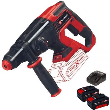 Einhell  TE-HD 18/20 Li PXC + Twinpack + 4514095 - Rotopercutor SDS-Plus 1.8 J + Set 2 acumulatori si incarcator Li-Ion 18 V 4 Ah