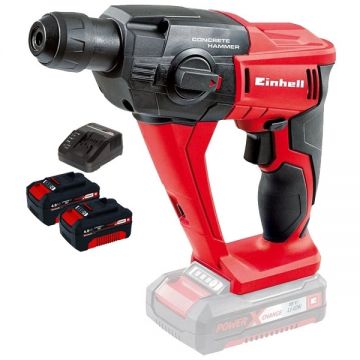 Einhell  TE-HD 18 Li PXC + Twinpack + 4514095 - Rotopercutor SDS-Plus 1.2 J + Set 2 acumulatori si incarcator Li-Ion 18 V 4 Ah