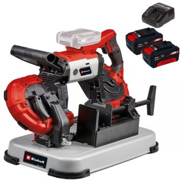 Einhell  TE-MB 18/127 U Li PXC + Twinpack + 4514095 - Fierastrau cu banda 1141x13x0.65 mm + Set 2 acumulatori si incarcator Li-Ion 18 V 4 Ah