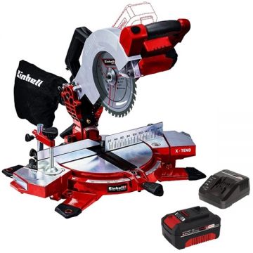 Einhell  TE-MS 18/210 Li PXC + Starter Kit - Fierastrau circular stationar 210x30 mm + Set 1 acumulator si incarcator Li-Ion 18 V 4 Ah