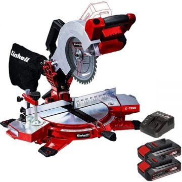 Einhell  TE-MS 18/210 Li PXC + Twinpack CB + 4514095 - Fierastrau circular stationar 210x30 mm + Set 2 acumulatori si incarcator Li-Ion 18 V 2.5 Ah