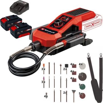 Einhell  TE-MT 18/34 Li PXC + Twinpack + 4514095 - Masina de polizat si gravat + Set 2 acumulatori si incarcator Li-Ion 18 V 4 Ah