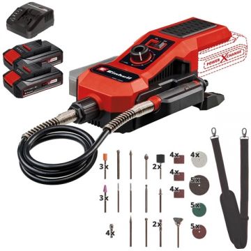 Einhell  TE-MT 18/34 Li PXC + Twinpack CB + 4514095 - Masina de polizat si gravat + Set 2 acumulatori si incarcator Li-Ion 18 V 2.5 Ah