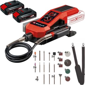 Einhell  TE-MT 18/34 Li PXC + Twinpack CB - Masina de polizat si gravat + Set 2 acumulatori Li-Ion 18 V 2.5 Ah