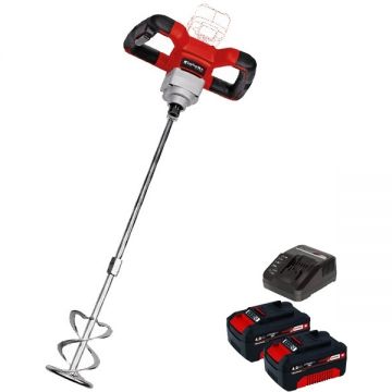 Einhell  TE-MX 18 Li PXC + Twinpack + 4514095 - Masina de amestecat 100 mm + Set 2 acumulatori si incarcator Li-Ion 18 V 4 Ah