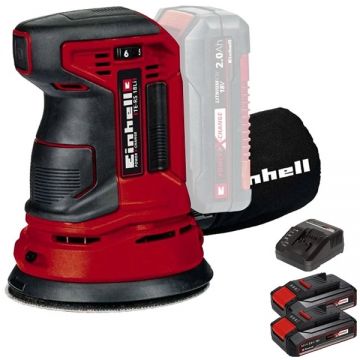 Einhell  TE-RS 18 Li PXC + Twinpack CB + 4514095 - Slefuitor cu excentric 125 mm + Set 2 acumulatori si incarcator Li-Ion 18 V 2.5 Ah