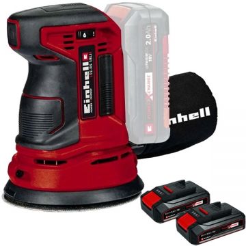 Einhell  TE-RS 18 Li PXC + Twinpack CB - Slefuitor cu excentric 125 mm + Set 2 acumulatori Li-Ion 18 V 2.5 Ah