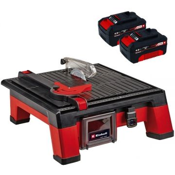 Einhell  TE-TC 18/115 Li PXC + Twinpack  - Masina de taiat ceramica 115 mm taiere 45 grade + Set 2 acumulatori Li-Ion 18 V 4 Ah