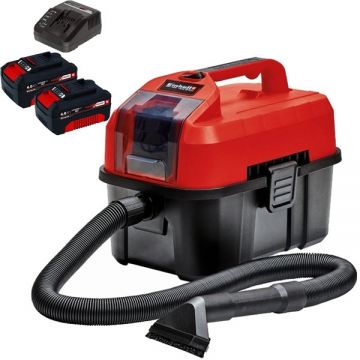 Einhell  TE-VC 18/10 Li PXC + Set 2 acumulatori si incarcator Li-Ion 18 V 4 Ah - Aspirator 90 mbar + Twinpack + 4514095