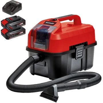 Einhell  TE-VC 18/10 Li PXC + Twinpack CB + 4514095 - Aspirator 90 mbar + Set 2 acumulatori si incarcator Li-Ion 18 V 2.5 Ah