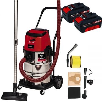 Einhell  TE-VC 36/30 S Auto PXC + Twinpack - Aspirator 150 mbar accesorii + Set 2 acumulatori Li-Ion 18 V 4 Ah