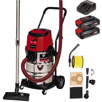 Einhell  TE-VC 36/30 S Auto PXC + Twinpack CB + 4514095 - Aspirator 150 mbar accesorii + Set 2 acumulatori si incarcator Li-Ion 18 V 2.5 Ah
