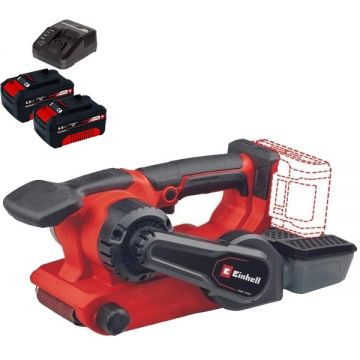 Einhell  TP-BS 18/457 Li BL PXC + Twinpack + 4514095 - Slefuitor cu banda 75x457 mm + Set 2 acumulatori si incarcator Li-Ion 18 V 4 Ah