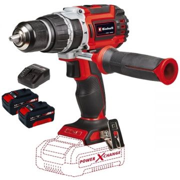 Einhell  TP-CD 18/60 Li-i BL PXC + Twinpack + 4514095 - Masina de gaurit si insurubat cu percutie 60 Nm + Set 2 acumulatori si incarcator Li-Ion 18 V 4 Ah