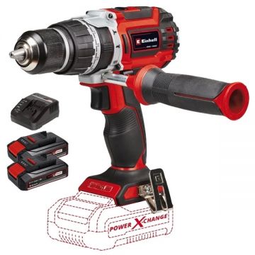 Einhell  TP-CD 18/60 Li-i BL PXC + Twinpack CB + 4514095 - Masina de gaurit si insurubat cu percutie 60 Nm + Set 2 acumulatori si incarcator Li-Ion 18 V 2.5 Ah