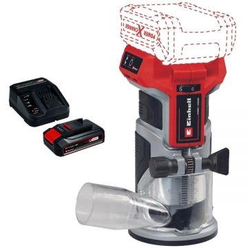Einhell  TP-ET 18 Li BL PXC + Starter Kit - Masina de frezat 6 8 mm + Set 1 acumulator si incarcator Li-Ion 18 V 2.5 Ah