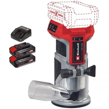 Einhell  TP-ET 18 Li BL PXC + Twinpack CB + 4514095 - Masina de frezat 6 8 mm + Set 2 acumulatori si incarcator Li-Ion 18 V 2.5 Ah