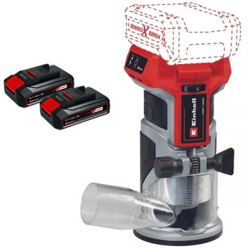 Einhell  TP-ET 18 Li BL PXC + Twinpack CB - Masina de frezat 6 8 mm + Set 2 acumulatori Li-Ion 18 V 2.5 Ah