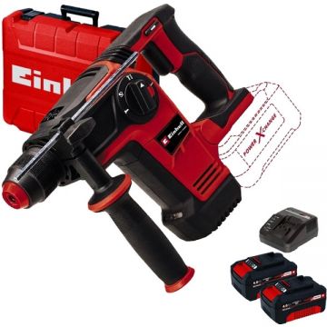 Einhell  TP-HD 18/26 Li BL PXC + Twinpack + 4514095 - Rotopercutor SDS-Plus 2.6 J valiza plastic + Set 2 acumulatori si incarcator Li-Ion 18 V 4 Ah