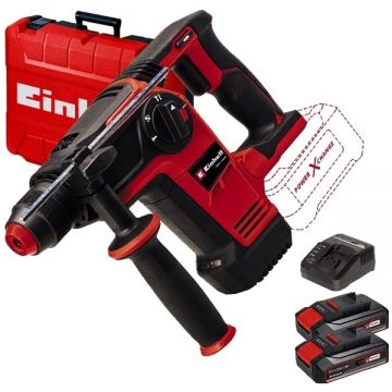 Einhell  TP-HD 18/26 Li BL PXC + Twinpack CB + 4514095 - Rotopercutor SDS-Plus 2.6 J valiza plastic + Set 2 acumulatori si incarcator Li-Ion 18 V 2.5 Ah