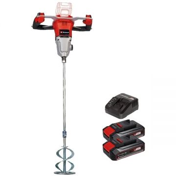 Einhell  TP-MX 18-2 Li BL PXC + Twinpack CB + 4514095 - Masina de amestecat 120 mm + Set 2 acumulatori si incarcator Li-Ion 18 V 2.5 Ah