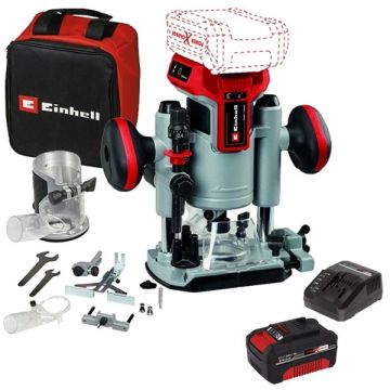 Einhell  TP-RO 18 Set Li BL PXC + Starter Kit - Masina de frezat 6 8 mm + Set 1 acumulator si incarcator Li-Ion 18 V 4 Ah