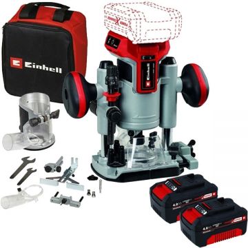 Einhell  TP-RO 18 Set Li BL PXC + Twinpack - Masina de frezat 6 8 mm + Set 2 acumulatori Li-Ion 18 V 4 Ah