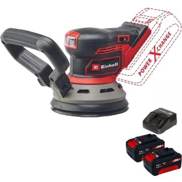 Einhell  TP-RS 18/32 Li BL PXC + Twinpack + 4514095 - Slefuitor cu excentric 125 mm + Set 2 acumulatori si incarcator Li-Ion 18 V 4 Ah