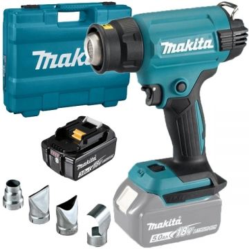 Makita  DHG181ZK + BL1830B - Suflanta cu aer cald 200 l/min valiza plastic accesorii + Acumulator Li-Ion 18 V 3 Ah