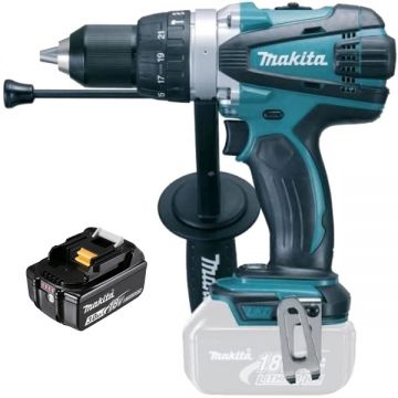 Makita  DHP458Z + BL1830B - Masina de gaurit si insurubat cu percutie 91 Nm + Acumulator Li-Ion 18 V 3 Ah