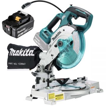 Makita  DLS600Z + BL1830B - Fierastrau circular stationar 165x20 mm + Acumulator Li-Ion 18 V 3 Ah