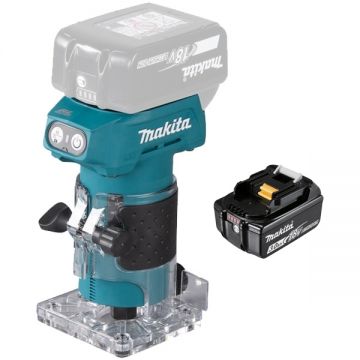 Makita  DRT52Z + BL1830B - Masina de frezat 6 mm + Acumulator Li-Ion 18 V 3 Ah