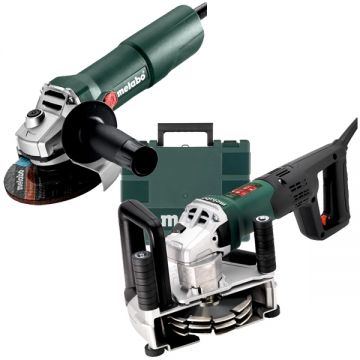 Metabo  MFE 40 + W 750-125 - Freza pentru caneluri beton 1900 W 125 mm valiza plastic + Polizor unghiular cu fir 750 W 125 mm