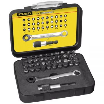 Stanley  1-13-905 - Set capete de insurubare mixte 32 bucati prelungitor insurubare cheie cu clichet