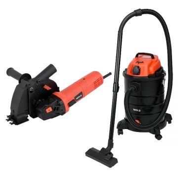 Yato  YT-82015 + YT-85701 - Masina de taiat cu disc diamantat 1700 W 125 mm + Aspirator umed-uscat 1400 W 180 mbar 30 l priza scule electrice