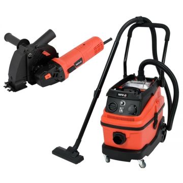 Yato  YT-82015 +  YT-85715 - Masina de taiat cu disc diamantat 1700 W 125 mm + Aspirator umed-uscat 1600 W 180 mbar 30 l priza scule electrice