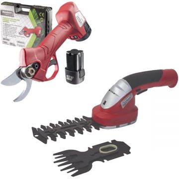 Raider  RD-PSH02 + RD-GSSL02 - Foarfeca de gradina cu 2 acumulatori Li-Ion 16 V 2 Ah 25 mm + Foarfeca de iarba si arbusti cu 1 acumulator Li-Ion 7.2 V 1.5 Ah 12 cm