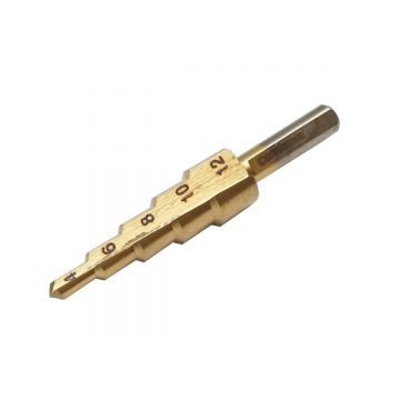 Burghiu conic în 5 trepte 4-12mm din otel 4241 HSS pentru metal, aluminiu, lemn, plastic, alama , Cod: DISPN70, Marca: BRECKNER GERMANY