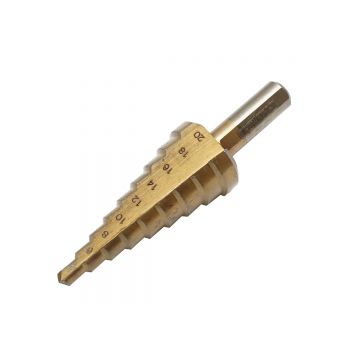 Burghiu conic în 9 trepte 4-20mm din otel 4241 HSS pentru metal, aluminiu, lemn, plastic, alama , Cod: DISPN71, Marca: BRECKNER GERMANY