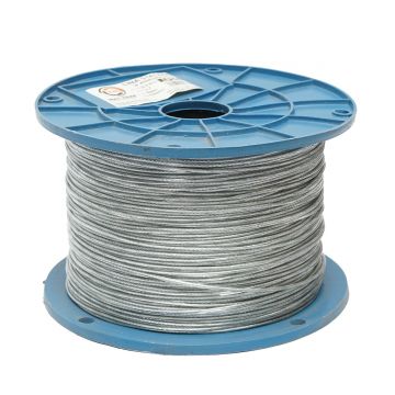 Cablu otel galvanizat cu invelis PVC fi 2mm, foc 1x7, sarcina maxima 95Kg, 500m/rola, greutate 4.4Kg, Cod: DISSW35