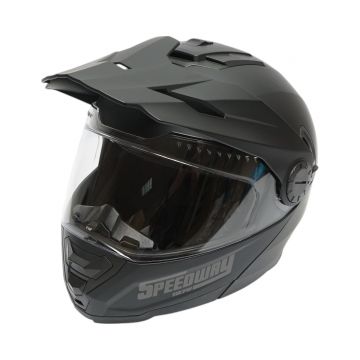 Casca motocross integrala negru mat cu viziera transparenta si ochelari de soare, marimea L Lion, Cod: DISTM86