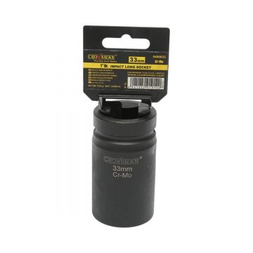 Cheie tubulara de impact lunga 33mm, patrat 1 inch, material Cr-Mo, standard DIN 3121, industrial, Cod: DISPT43, Marca: CROWNMAN