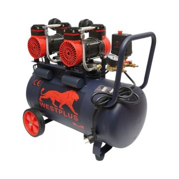 Compresor aer 50L fara ulei silentios, 2 motoare 4 cilindri 1.5KW/2CP, presiune maxima 8 bar, volum aer aspirat 170L/min, Cod: BK87729, BRECKNER GERMANY