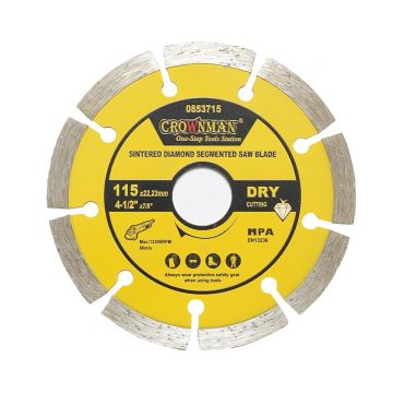 Disc diamantat segmentat 115x22.23mm, viteza max. 13300rpm, taiere uscata pentru beton, piatra, granit, marmura , Cod: DISPT13, Marca: CROWNMAN
