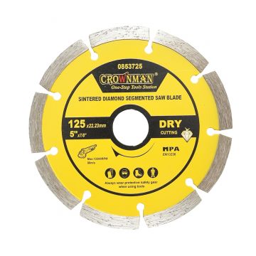 Disc diamantat segmentat 125x22.23mm, viteza max. 12200rpm, taiere uscata pentru beton, piatra, granit, marmura , Cod: DISPT14, Marca: CROWNMAN